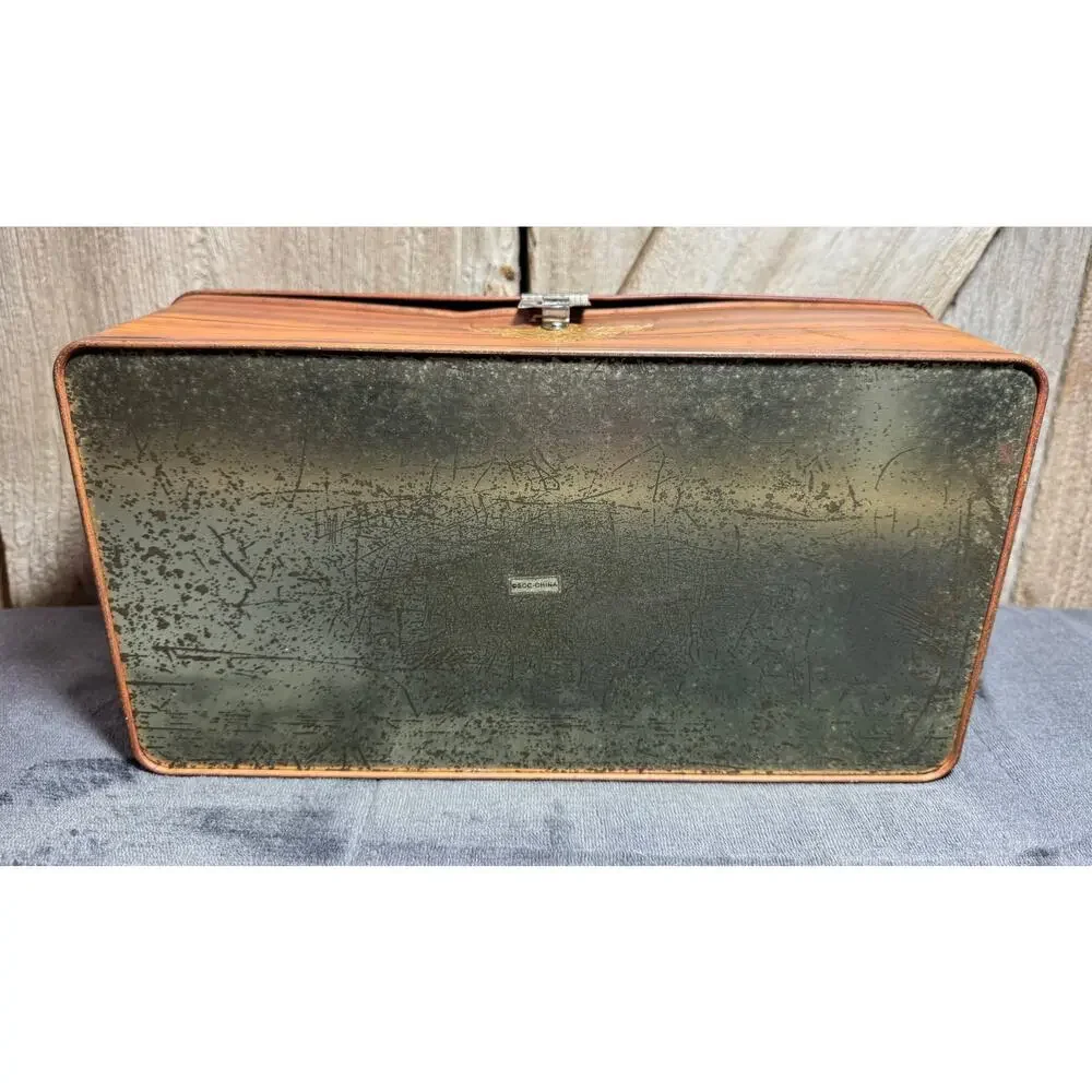Rare Vintage Tin Litho Treasure Box Hand Painted Metal Pirate Chest Booty
